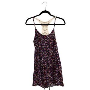 Mudd Floral Crochet Knit Trim Back Romper